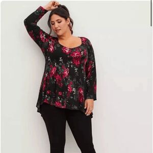 TORRID Floral Stella Fit & Flare 3/4 Sleeve Blouse 2X NEW